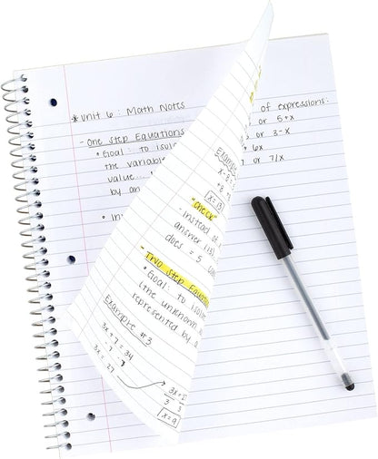 Five Star Spiral Notebook, 1 Subject, Wide Ruled Paper, 10-1/2" x 8", 100 Sheets, Assorted Colors, Color Will Vary, Office Product , 1 Count (05200)