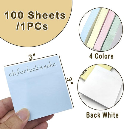 4PCs Funny Sticky Notes for Adults for Work,What The Fxck Sticky Notepads,Oh, for Fuck's Sake Novelty Notepads,4 Colors Funny Post It Notes,Funny Vulgarity Gifts for Friends,Coworkers
