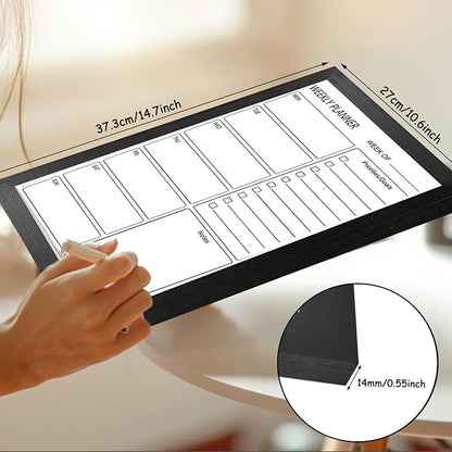 Dry Erase White Board Weekly Calendar Board, Magnetic Whiteboard for Wall, 10.5“x14.5” Solid Wood Black Framed Message Board, Planner Board for Office, Home, School(Weekly-BB-BK-2737)