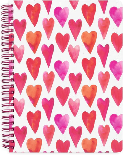 Steel Mill & Co Cute Mini Spiral Notebook, 8.25" x 6.25" Journal with Durable Hardcover and 160 Lined Pages (Hearts)