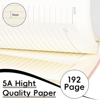 Lined Journal Notebook for Women Men, 192 Pages 100 GSM Thick Paper, Hardcover | Embossed Leather Journals for Writing, A5 College Ruled | Business, Work & School, 5.8"×8.5"(Pink)