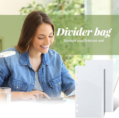 A6 Binder Pockets with No Zipper, Koqye Blue 10 Pcs Plastic Zipless Budget Envelopes, Two Pockets Frosted Cash Envelopes Money Bag for Budgeting, Cash Stuffing (Clear)