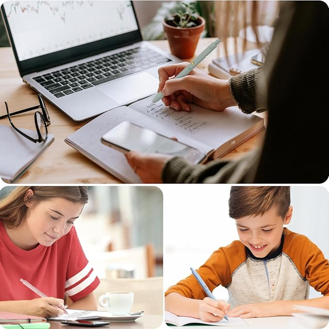 FIOVER Gel Pens - 6Pcs 0.5mm Fine Point Smooth Writing Pens, Black Gel Ink Journaling Supplies for Note Taking, Cute Aesthetic Office School Supplies Gifts for Women(6 Pcs Gold Morandi)