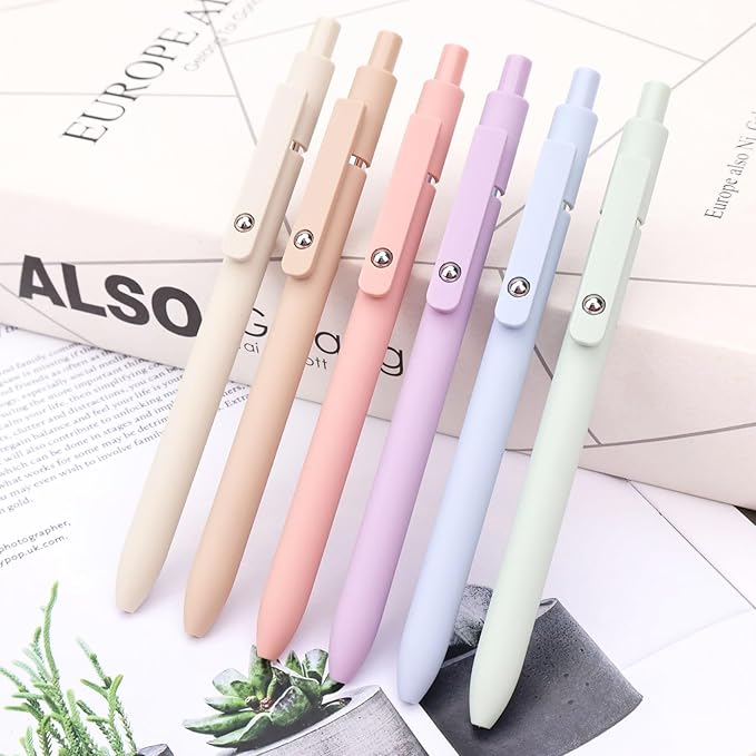 ITAWIXS 6Pcs Cute Gel Pens, 0.5mm Fine Point Smooth Writing Pens, Aesthetic Pens for Journaling Note Taking, Office School Supplies, Gifts for Women