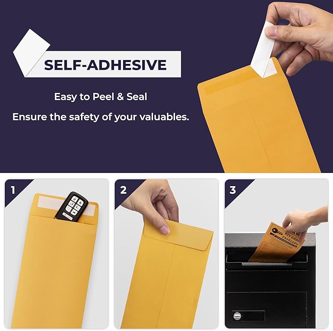 Volcora 500 Pack Key Drop Off Envelopes for After Hours, Night Drop Key Envelopes for Auto Shop Repair, Self Adhesive Envelope for Service Drop Box Overnight, Early Bird, Bussines 4 1/2 x 10 3/10 in