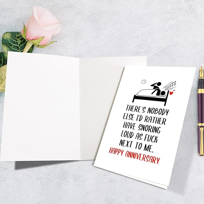 Funny Anniversary Card for Husband Wife, Humorous Snoring Anniversary Card, Cute Anniversary Card for Him Her