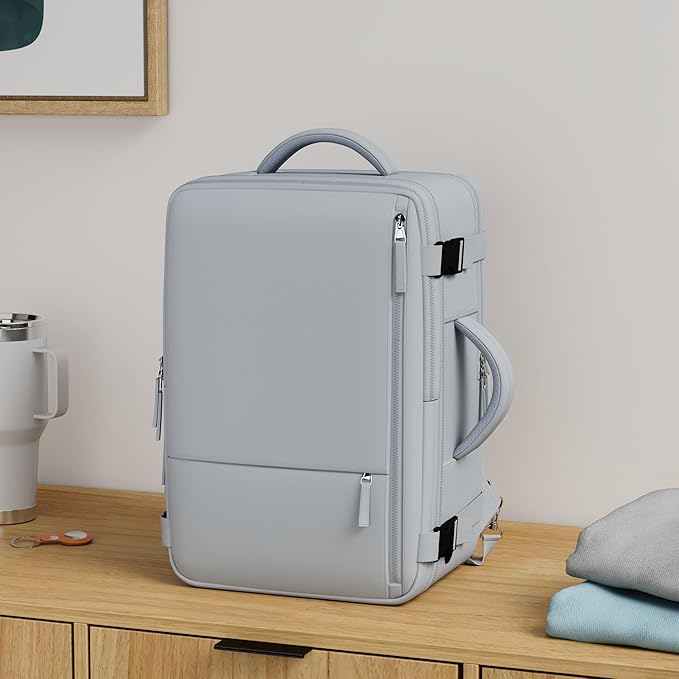 Travel Backpack for Men Women, TSA Friendly Flight Approved Carry-on Luggage Hand Backpack Underseat Personal Item, Business Work Gym Bag, Travel Essentials, Light Blue