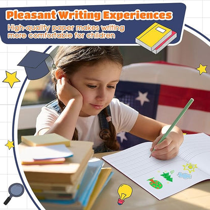 Henoyso 12 Pcs Primary Composition Notebook K-2 9 3/4 x 7 1/2 Inch Primary Journal Blank Writing Book for Kid to Write Draw and Journal 60 Page Notebook Back to School Supplies (Dark Color)