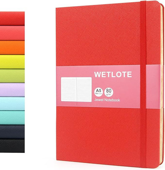 Dot Matrix Hardcopy Notebook - 5"x8"- Sourced from sustainable and excellent quality paper, minimalist, natural, portable and flexible design, good helper for study and record keeping, suitable for office, school and many other occasions(Red)