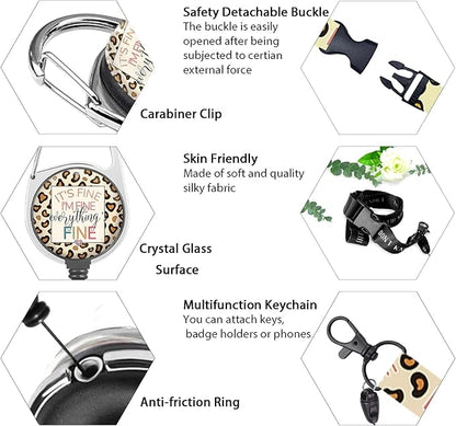 ID Badge Holder with Breakaway Lanyard, Retractable Badge Reel Heavy Duty, It's Fine I'm Fine Lanyards for ID Badges Ajustable, Teacher Nurse Work Office Gifts