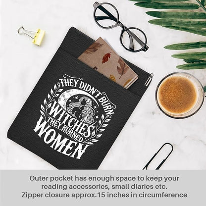 Book Themed Gifts Waterproof Book Sleeve Book Pouch Halloween Reading Gifts Witchy Gifts for Women Friend Auntie Book Covers for Paperbacks Book Accessories Book Protector with Zipper and Front Pocket