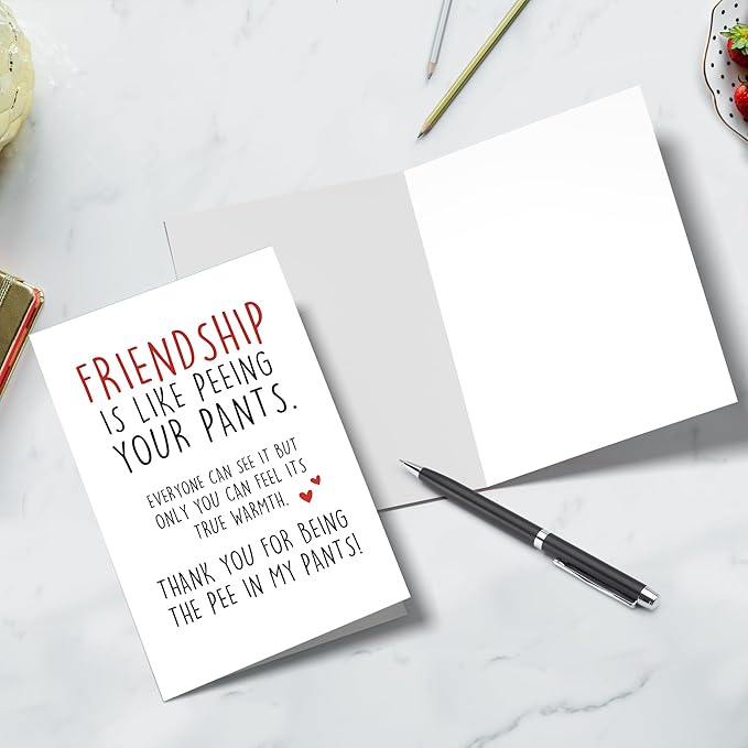 Funny Birthday Card for Best Friend, Bestie Birthday Card, Friendship Thank You Card, Hilarious Friendship Card for Her Him, Friendship is Like Peeing Your Pants