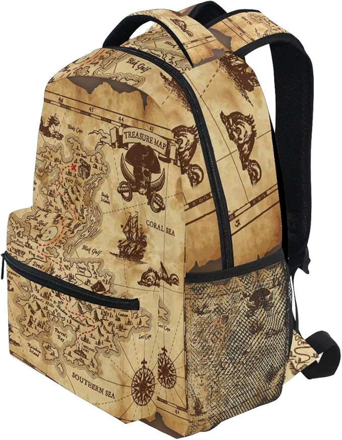 senya Pirate Treasure Map School Backpack Travel Rucksack Book Bag Laptop Backpack
