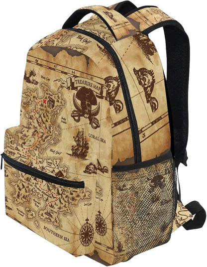 senya Pirate Treasure Map School Backpack Travel Rucksack Book Bag Laptop Backpack