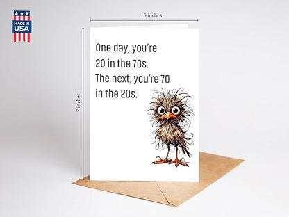One Day Your 20 in the 70s Greeting Card - Funny 70th Birthday Card Gifts for Women Men - Happy 70th Birthday Decorations for Dad Mom - Cool Bday Gifts for 70 Year Old Woman Man