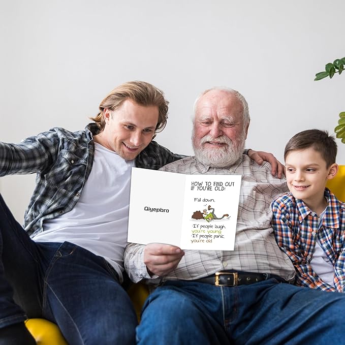 Funny Birthday Card for Him Her, Hilarious Birthday Cards for Men Women, Snarky Humour Birthday Card for Friends, How to Find Out If You're Old, Fall Down...