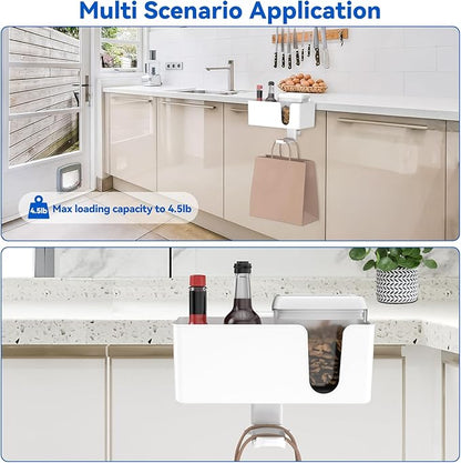 KDD 4 in 1 Desk Cup Holder - Clamp on Under Desk Headphone Hanger - Rotating Headphone Holder Detachable Pen Cup Holder Desk Storage for Cup, Phone and Pen(White)