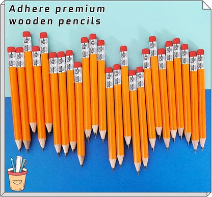 Adhere 25pcs Golf Pencils with eraser Hexagon Wooden Pencils Graphite 2B for Golf Event Scoring,Classroom,Wedding,Company Meetings,Pew, Pocket (z-Orange・Round ・50pcs)