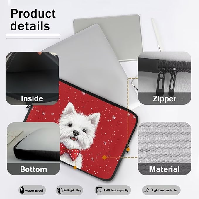 Christmas Laptop Sleeve for Women Lap Top Case Portable Lightweight Computer Sleeve 17 inch Laptop Pouch Slim Laptop Protector with Versatile Uses Tablet Bag