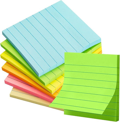 Mr. Pen Lined Sticky Notes - 3x3, 6 Pads, 45 Sheets, Pastel Colors