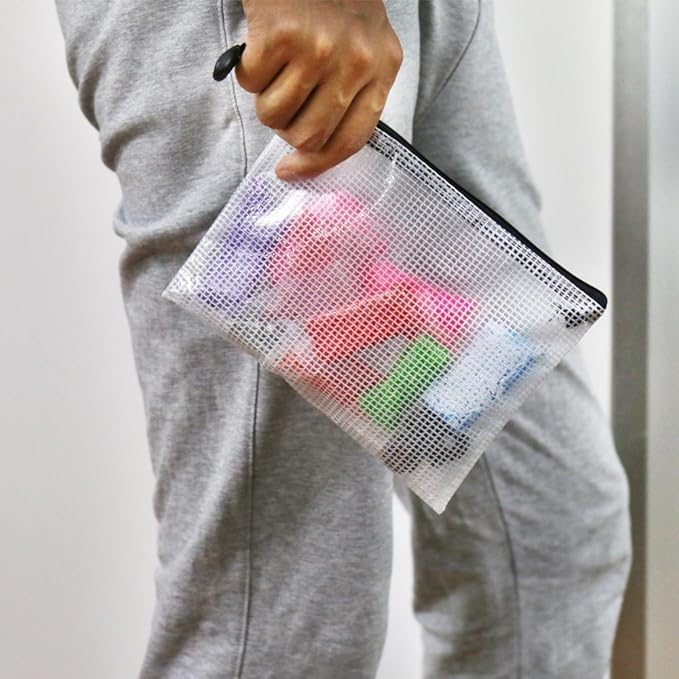 Oaimyy-A6(6"x 4.5"), Mesh Zipper Pouch Document Folders Bag Plastic Zip File Folders for School Office Supplies, Travel, Organizing Storage-Black,6 Pcs