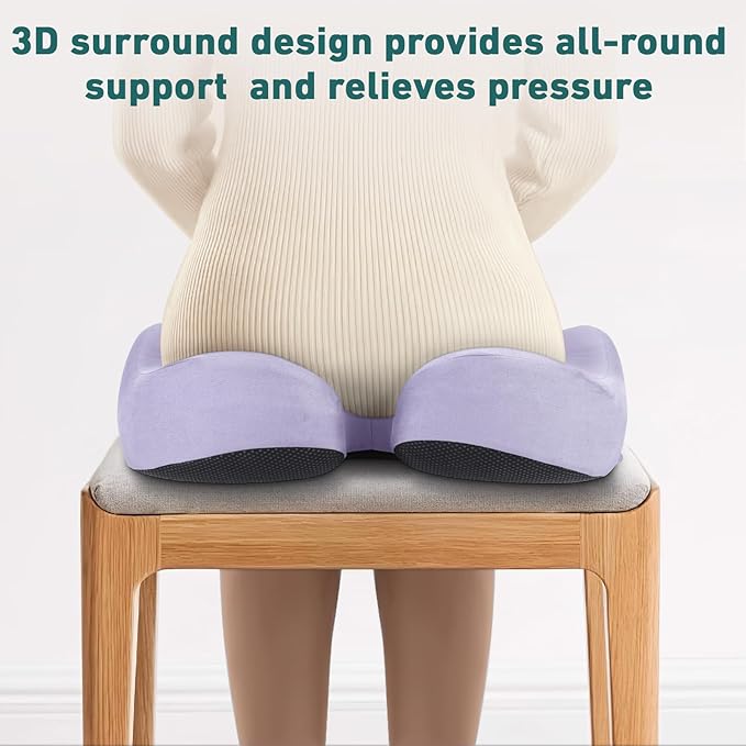 Seat Cushions for Office Chairs - Pressure Relief Seat Cushion - Car Seat Cushions for Pressure Relief, Tailbone Pain, Sciatica & Back Pain Relief for Office Chairs (Light Purple-U Shape)