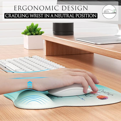 MROCO Ergonomic Mouse Pad with Gel Wrist Rest, Comfortable Mousepad with Smooth Wrist Support Surface and Non-Slip PU Base for Pain Relief, Computer, Laptop, Office & Home, 9.4 x 8.1 in, Feather Arrow