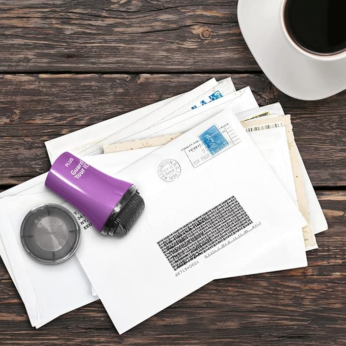 Wide Advanced Privacy Protection Roller by Guard Your ID for Bills, Mail, Address Labels (3-Pack, Purple)