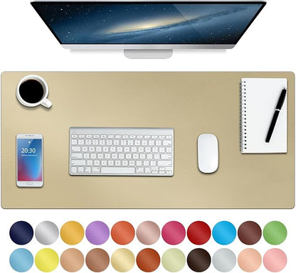 Boutilon Leather Desk Pad, 30" x 14", Non-Slip, Waterproof PU Leather, Golden