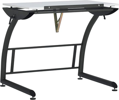 SD STUDIO DESIGNS Triflex Drawing Table, Sit to Stand Up Adjustable Office Home Computer Desk, 35.25" W X 23.5" D, Charcoal Black/White