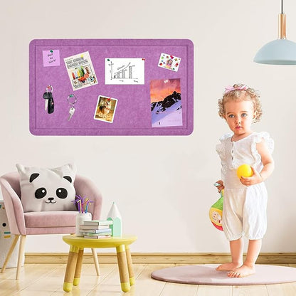 Vuzvuv Violet Purple 28"x16" Large Cork Board with 50 Push Pins & Sticky Notes, Self-Adhesive Bulletin Board No Damage for Wall, Felt Pin Board for Paste Notes, Photos, Schedules Offices Home