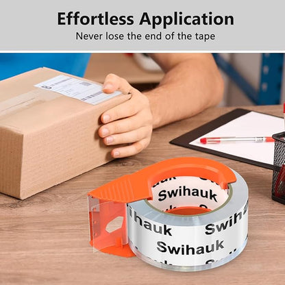 Total 400 yd, 6 Pack 1.18 in x 66.6 yd - Heavy Duty Packing Tape with Dispenser, Bingding Tape, Clear Shipping Tape, Packaging Tape, Package Tape for Shipping Moving Storage and Mailing