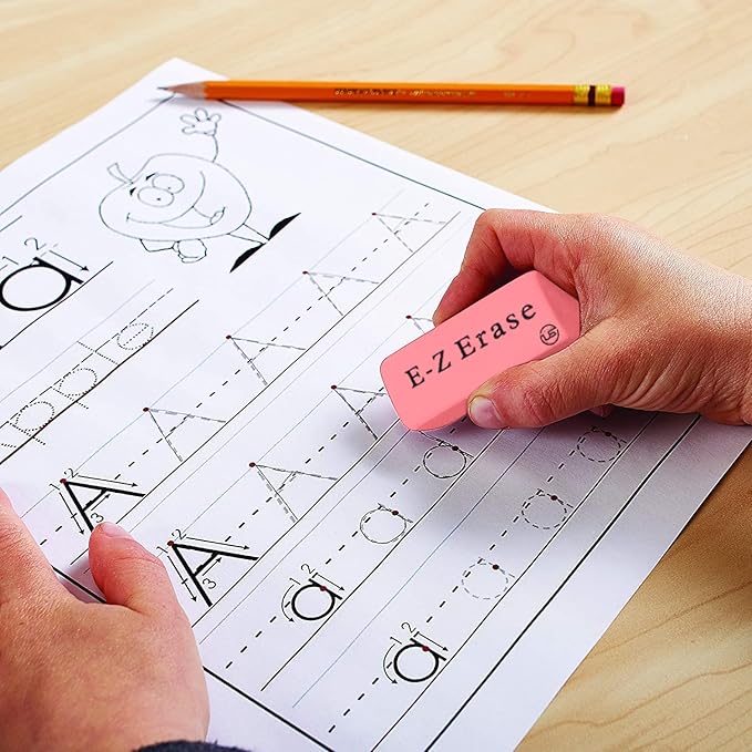 Pink Erasers, 120 Count Rectangular Eraser Bulk Pack, Latex Free Pink Pearl Erasers for School Supplies, Art and Office