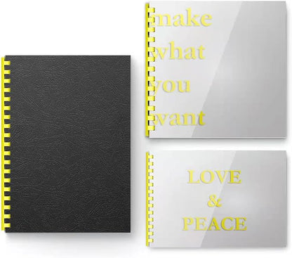 TOTiyea Binding Covers and Combs Kit, 20 Pcs Colorful Binding Combs,50 Pcs Leather Texture Paper Binding Cover and 50 Pcs 8 Mil Clear Presentation Covers,Binding 8.5x11 Inches Paper.