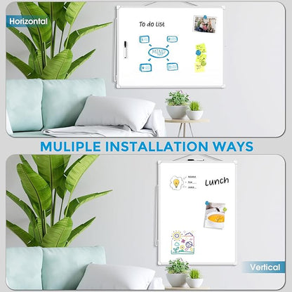 MaxGear White Board for Wall, 24" x 18" Double Sided Dry Erase Board, Magnetic White Board Hanging Whiteboard for Home, School, Office