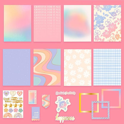 STMT D.I.Y. Journal Set, 70-Sheet Hardcover Spiral-Bound Journal Kit, Over 35 Stationery Supplies, Including Journal Stickers, Frames, Pen, Keychain, Glue Stick & More, Journaling Kit, Girls Journal