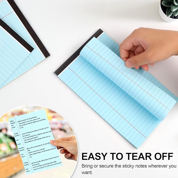 Utron 6 PCS Small Legal Pads 5x8 Blue, Narrow Ruled Small Note Pads 5x8, Micro Perforated Writing Pad, College Ruled Legal Notepads 5x8 for Study, Office, To-Do Lists(30 Sheets/Small Notepad)