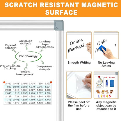 H-Qprobd Magnetic Whiteboard 24" x 18" Dry Erase White Board for Wall, Hanging Mounted Whiteboard with Aluminum Marker Tray