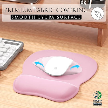 MROCO Ergonomic Mouse Pad with Gel Wrist Rest, Comfortable Mousepad with Smooth Wrist Support Surface and Non-Slip PU Base for Pain Relief, Computer, Laptop, Office & Home, 9.4 x 8.1 in, Pale Pink
