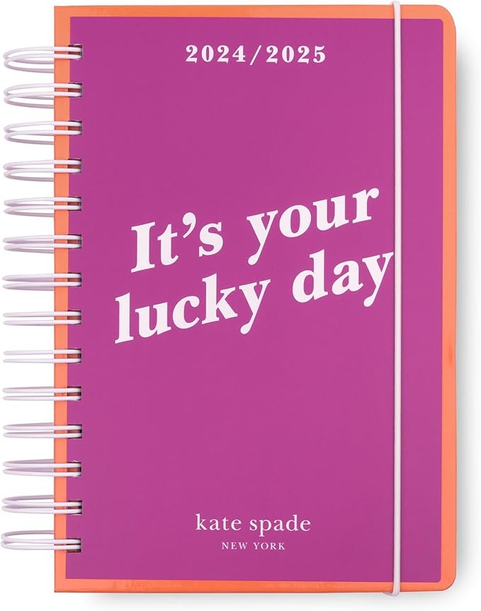 Kate Spade New York Medium Weekly and Monhtly Planner August 2024 - December 2025, Hardcover Spiral Agenda, Daily Planner with Monthly Calendar, Stickers, & Pockets, Your Lucky Day