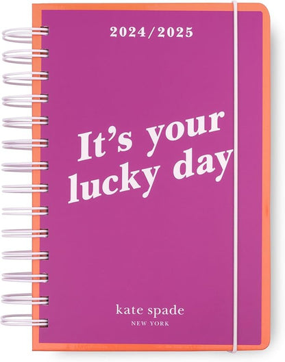 Kate Spade New York Medium Weekly and Monhtly Planner August 2024 - December 2025, Hardcover Spiral Agenda, Daily Planner with Monthly Calendar, Stickers, & Pockets, Your Lucky Day