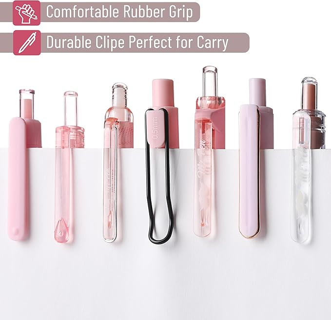 Mr. Pen- Gel Ink Pen Set, 12 pcs, Pastel Pink Barrel, Pink Pens Black Ink Gel Pens Fine Point 0.5mm, One Highlighter, Gel Ink Pens, Cute Pink Pens for Women, Cute Pens for Women, Pink Gel Pens Pink