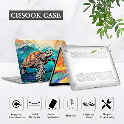 Compatible with MacBook Air 13.6 Inch Case 2024 2023 2022 Release Model A3113 M3 A2681 M2, Animal Sea Turtle Hard Plastic Shell Cover Case
