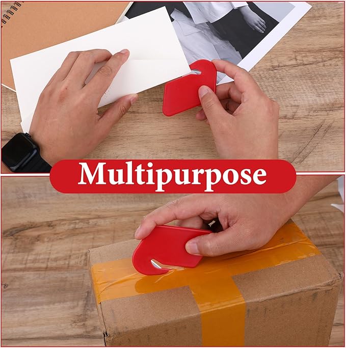 6 Pcs Letter Opener Envelope Slitter Plastic Mail Opener Blade with Safety Concealed Razor Blade Guiding Tip for Clear Cut Package Paper Cut Wrapping Office Home Business