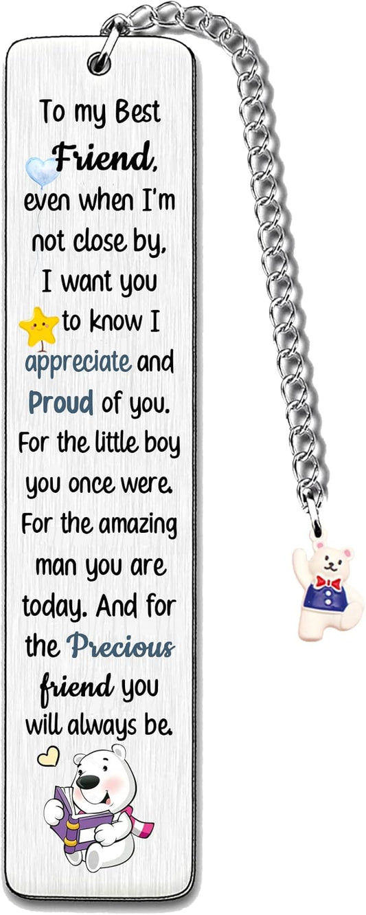 Best Friend Bookmarks Men Teens Christmas Graduation Farewell Bookmark Good Friends Birthday Back to School Gifts Appreciate Friendship Encouragement Retirement Thank You Keepsakes Cute Bear Design