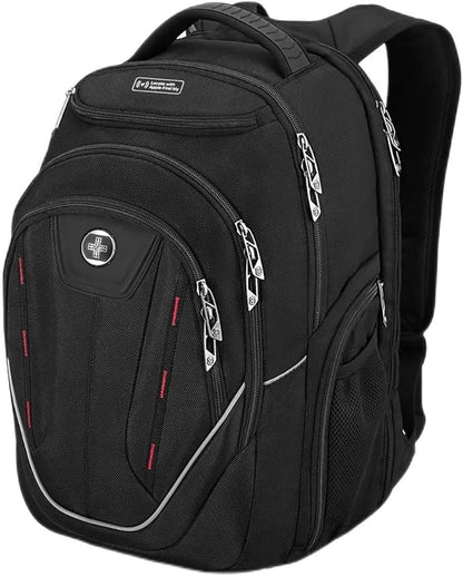 Swissdigital Design TSA Laptop Backpack Men's USB Charging Port Large Capacity Business Travel Backpack Black| With Apple Find My Network (TERABYTE J16BTFB-41) One Nation One World