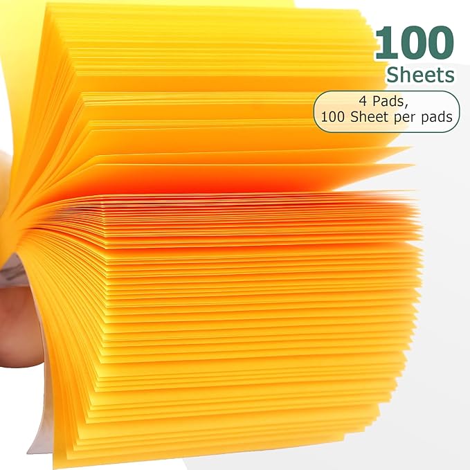 Sticky Notes 3x3 Self-Stick Notes Bright Colors Sticky Notes 4 Pads 100 Sheets/Pad (Orange)
