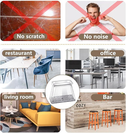 Chair Leg Floor Protectors Rectangle Chair Leg Protectors for Hardwood Floors Silicone Pads Covers to Protect Floors(Clear-40 Pcs, Rectangle M Fit (W:3/4" ~ 1",L:1-1/8"~1-1/2")