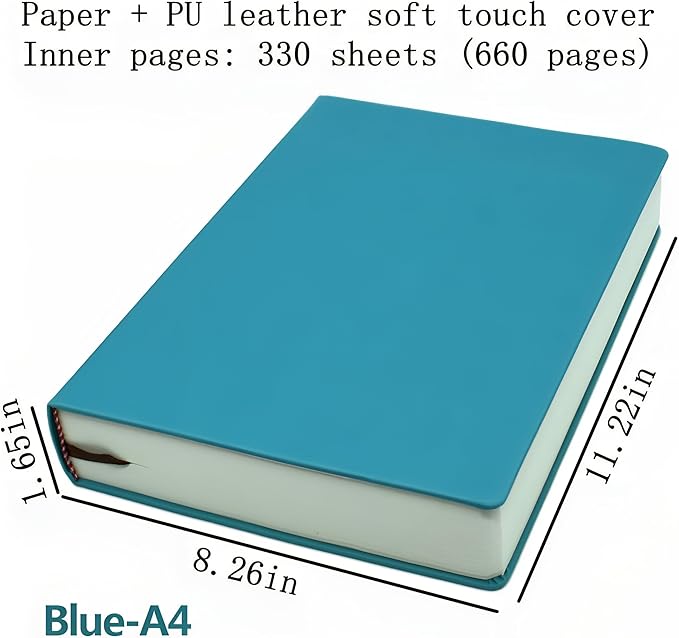 jooact Thick Sketchbook 660 Pages Notebook Soft Faux Leather Cover Journal 80GSM Paper Notepad Drawing Book Memo Writing Sketch Pad Diary Notebook