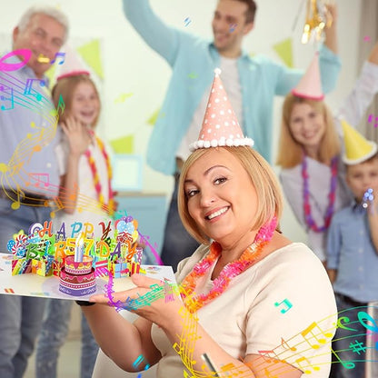 Gumry 57TH Musical Birthday PopUp Card, Blowable Colorful Light Candle 3D Cards with Song, Applause Cheers Sound, Greeting Cards Birthday Gifts Decorations for Women Men Turning 57 Years Old